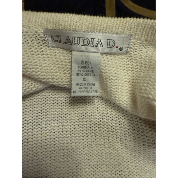 Claudia D Holiday Sweater Vest Women's XL Cream Pearl Gold Silver Beads Christma - Picture 7 of 10